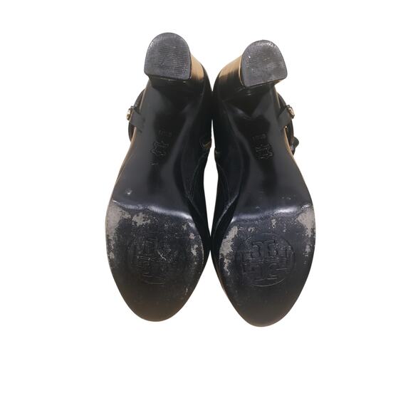 Tory Burch Leather Whitney Ankle Bootie Black/Gold Logo Size 9.5 - Picture 8 of 14